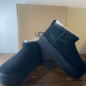 UGG Women's Black Suede Platform Boots